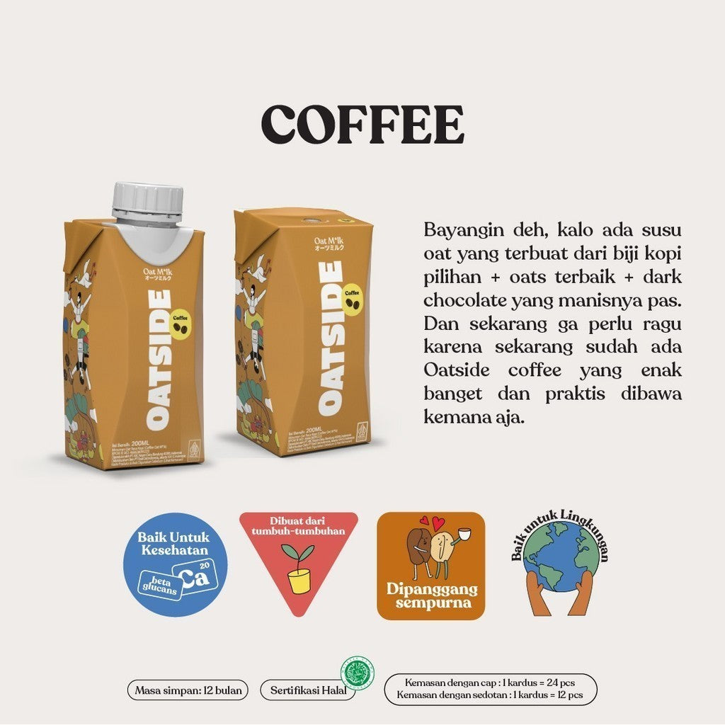 OATSIDE Oat Milk Coffee Caps (Kemasan Tutup Botol) 200ml x 5 pcs
