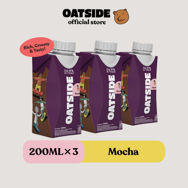 OATSIDE Oat Milk Mocha Caps (Kemasan Tutup Botol) 200ml x 3 pcs