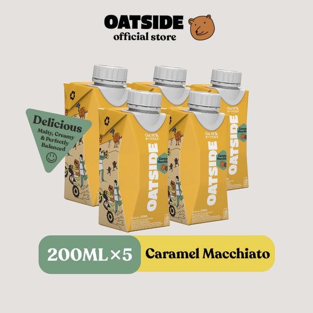 OATSIDE Oat Milk Caramel Macchiato Caps (Kemasan Tutup Botol) 200ml x 5 pcs