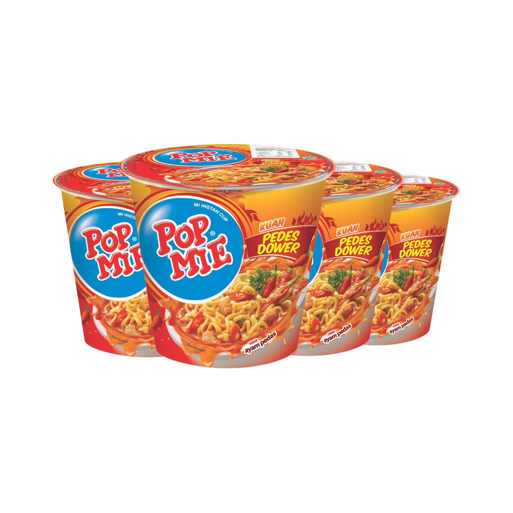 Pop Mie Kuah Pedas Dower Rasa Ayam Pedas 75gr x 4 pcs