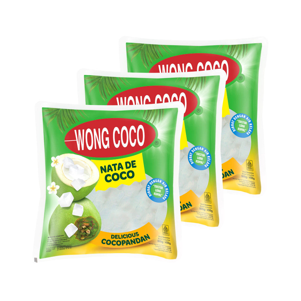 Wong Coco Nata de Coco Cubes Cocopandan 800gr x 3 pcs