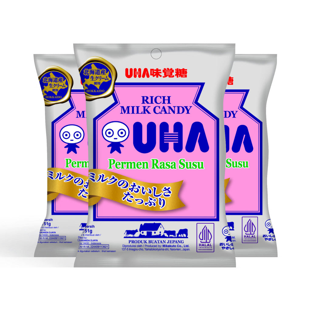 UHA Rich Milk Candy 51gr x 3 pcs