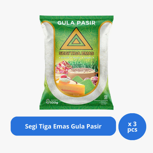 Segi Tiga Emas Gula Pasir 500 Gram x 3 pcs