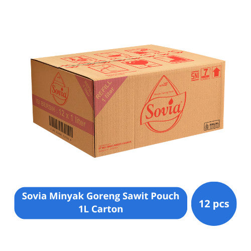 Sovia Minyak Goreng Sawit Pouch 1L Carton (12 pcs)