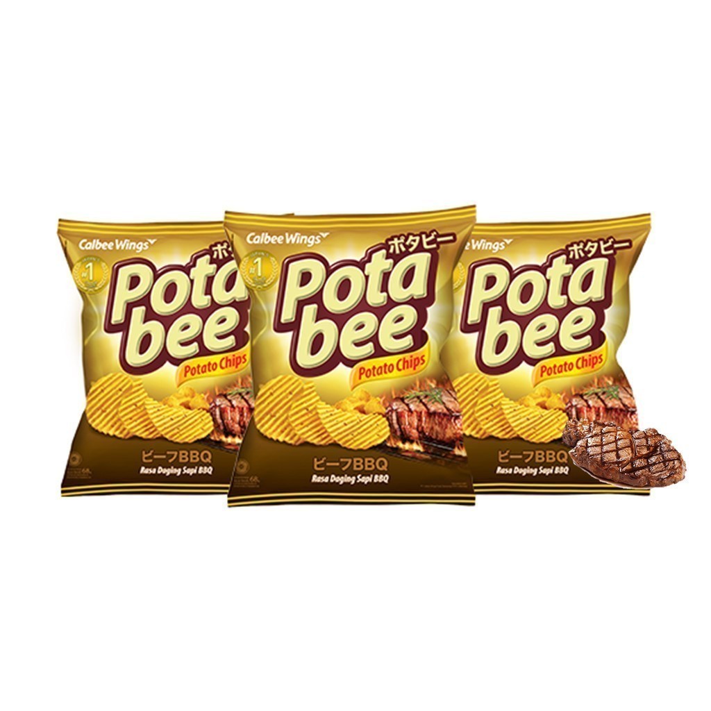 Potabee Keripik Kentang BBQ Beef 65 gr x3