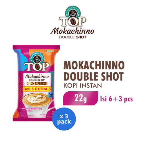 Top Coffee Kopi Mokachinno Double Shot Instan Pack 22 gr isi 6 + 3 pcs (3 pack)