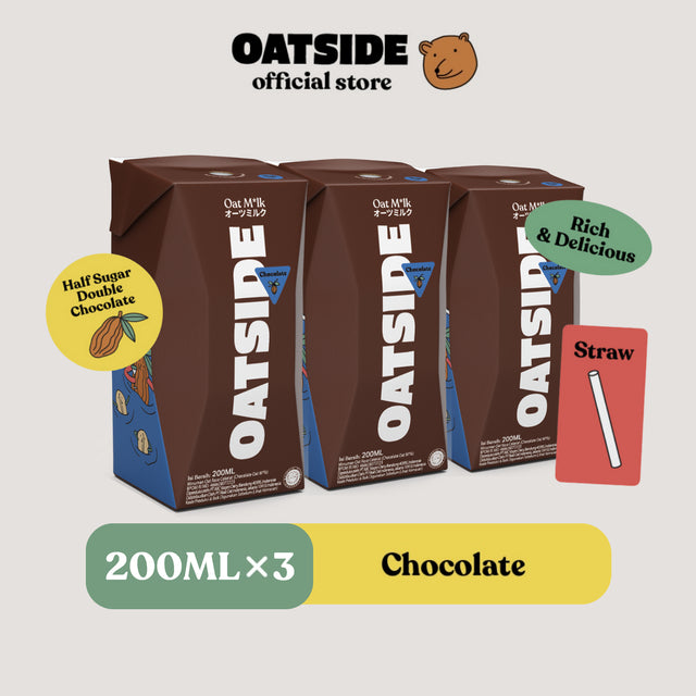 OATSIDE Oat Milk Chocolate Straw (Kemasan dengan Sedotan) 200ml x 3 pcs