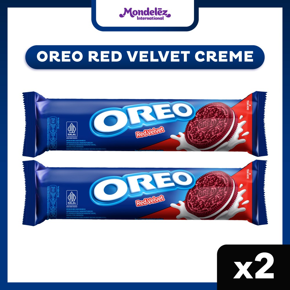 Oreo Red Velvet 119.1gr - Twin Pack - Biskuat Cemilan Manis Anak dan Keluarga