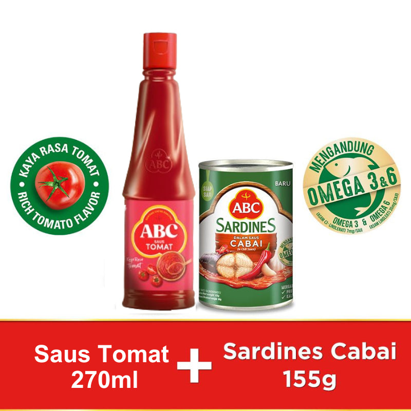 ABC Saus Tomat 270 mL & ABC Sarden Saus Cabai 155 gr