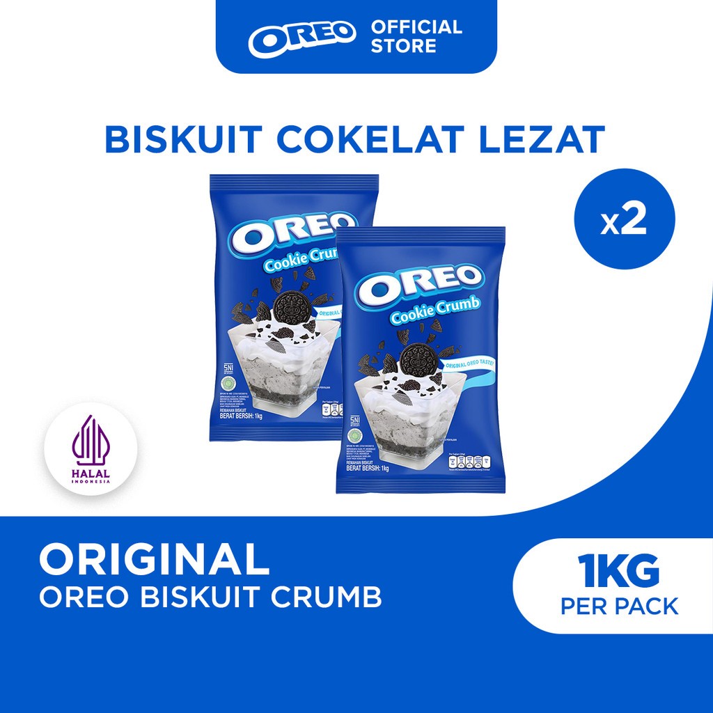 Oreo Biskuit Cookie Crumb Pouch 1kg x2, Untuk memasak Kue dan Roti dengan mudah