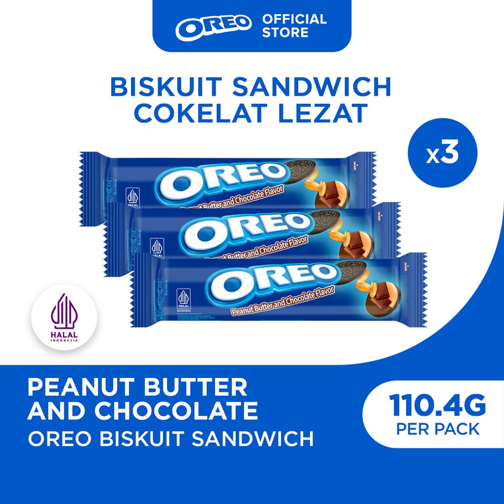 Oreo Biskuit Peanut Butter & Chocolate 3 x 110.4gr