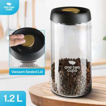 One Two Cups Toples Kaca Penyimpanan Biji Kopi Vacuum Sealed Lid 1.2L - SE41