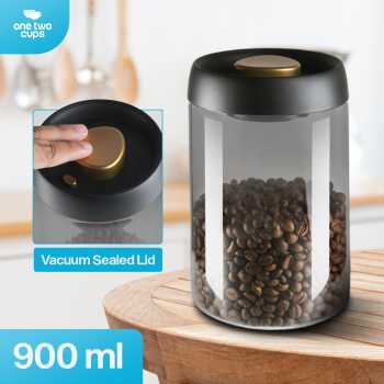 One Two Cups Toples Kaca Penyimpanan Biji Kopi Vacuum Sealed Lid 1.2L - SE41