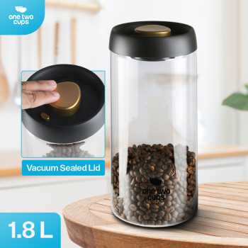 One Two Cups Toples Kaca Penyimpanan Biji Kopi Vacuum Sealed Lid 1.2L - SE41