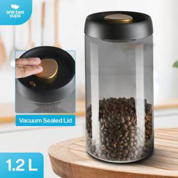 One Two Cups Toples Kaca Penyimpanan Biji Kopi Vacuum Sealed Lid 1.2L - SE41