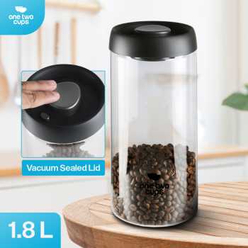 One Two Cups Toples Kaca Penyimpanan Biji Kopi Vacuum Sealed Lid 1.2L - SE41