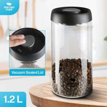 One Two Cups Toples Kaca Penyimpanan Biji Kopi Vacuum Sealed Lid 1.2L - SE41