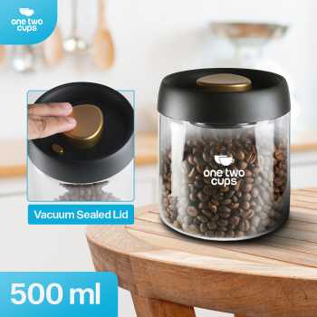 One Two Cups Toples Kaca Penyimpanan Biji Kopi Vacuum Sealed Lid 1.2L - SE41