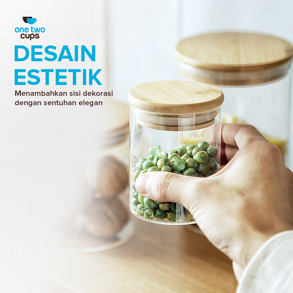 One Two Cups Toples Kaca Penyimpanan Makanan Kedap Udara Glass Jar 410ml - GH1270