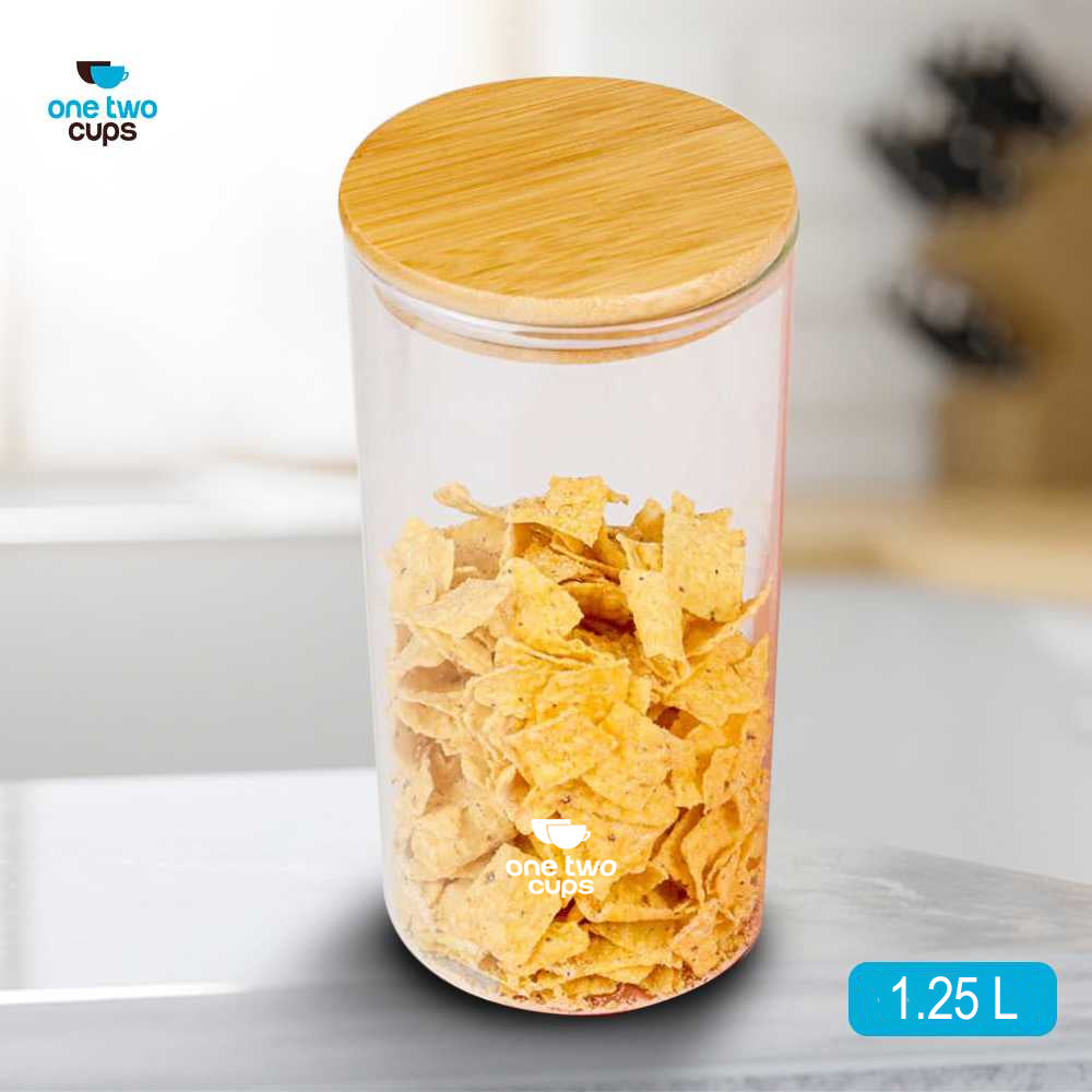One Two Cups Toples Kaca Penyimpanan Makanan Kedap Udara Glass Jar 1.25L - GH1270