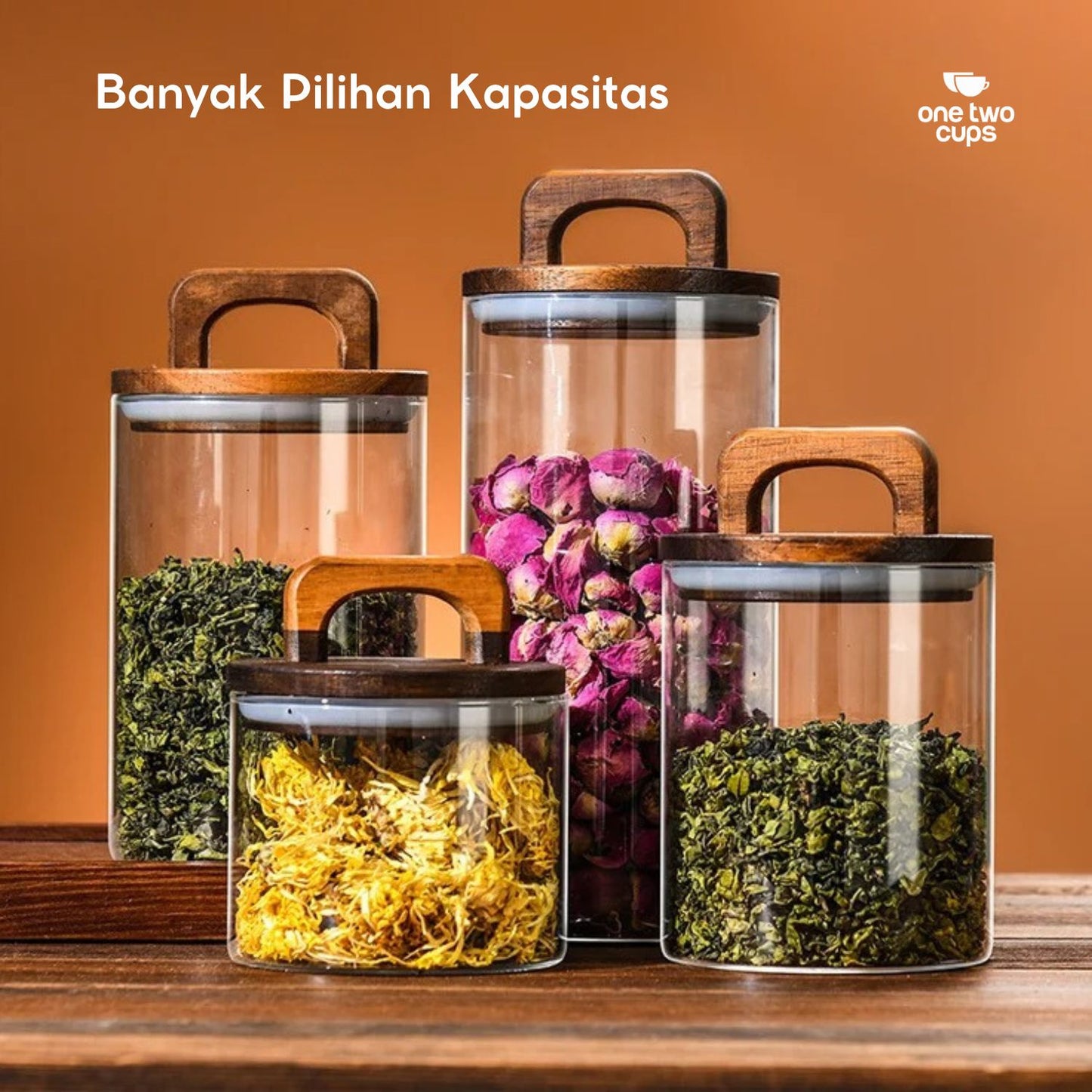One Two Cups Toples Kaca Penyimpanan Makanan Kedap Udara Storage Jar 700ml - CF170