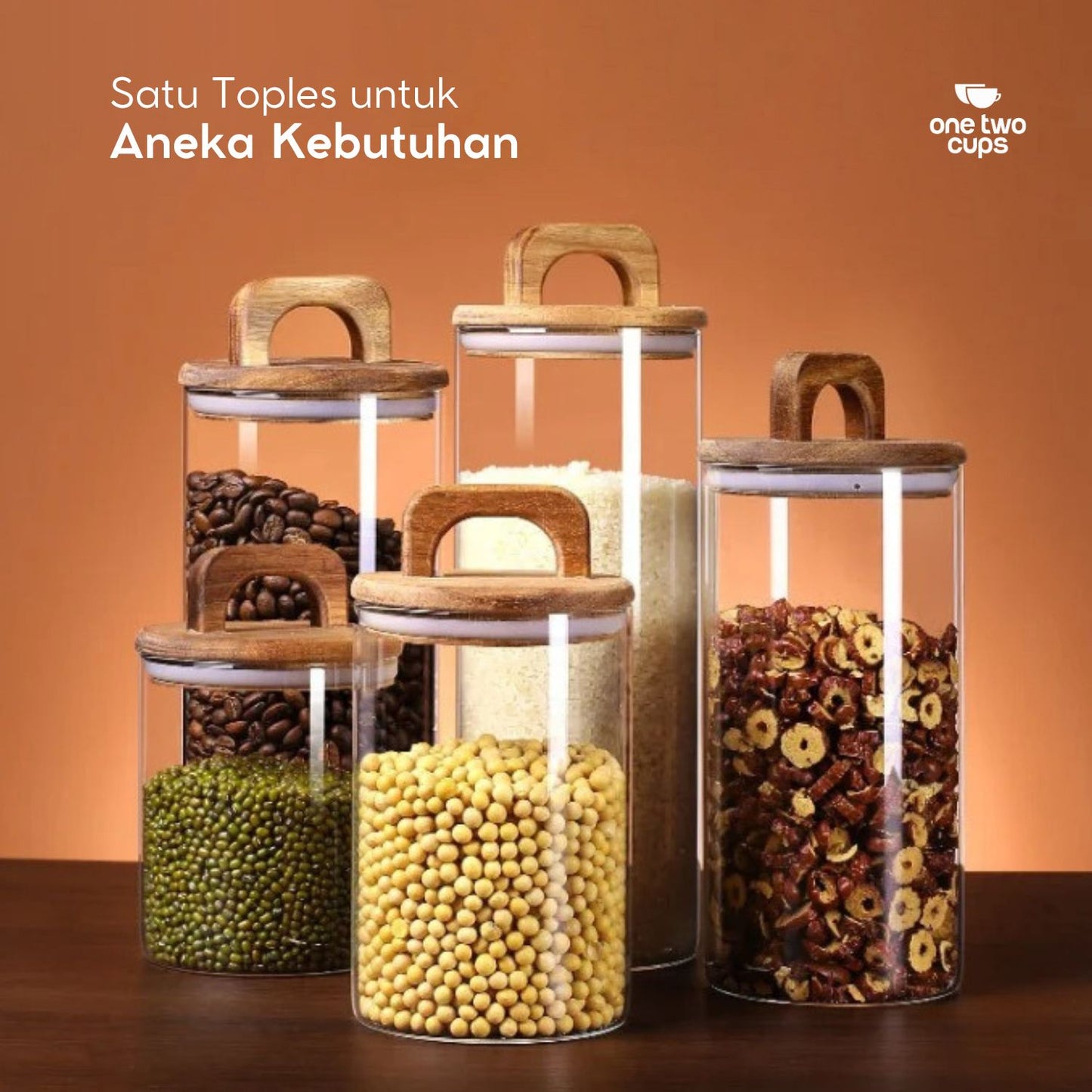 One Two Cups Toples Kaca Penyimpanan Makanan Kedap Udara Storage Jar 700ml - CF170
