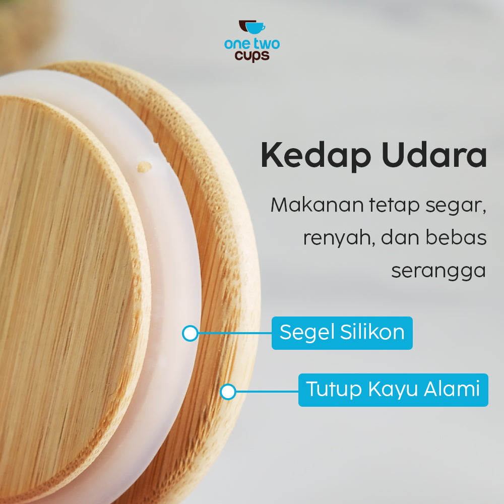 One Two Cups Toples Kaca Penyimpanan Makanan Kedap Udara Storage Jar 500ml - GH1270