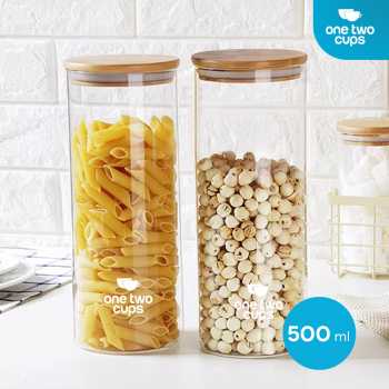 One Two Cups Toples Kaca Penyimpanan Makanan Kedap Udara Storage Jar 500ml - GH1270