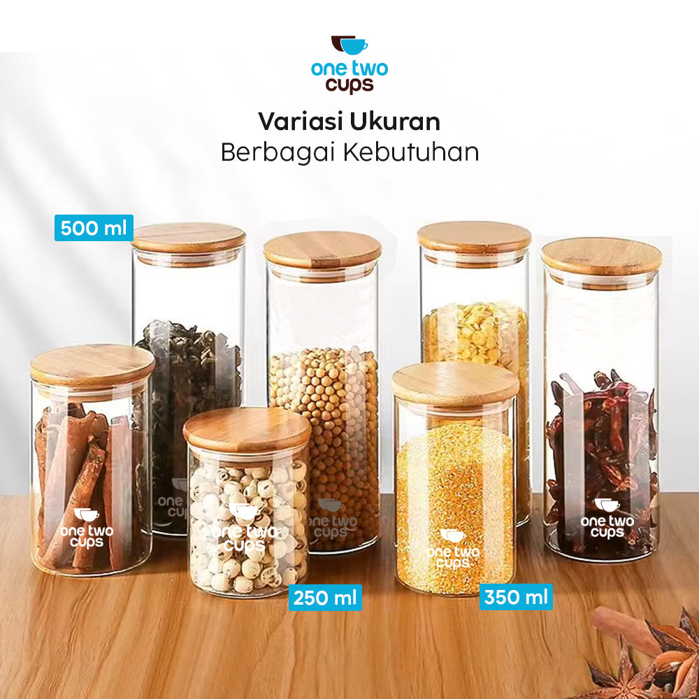 One Two Cups Toples Kaca Penyimpanan Makanan Kedap Udara Storage Jar 500ml - GH1270