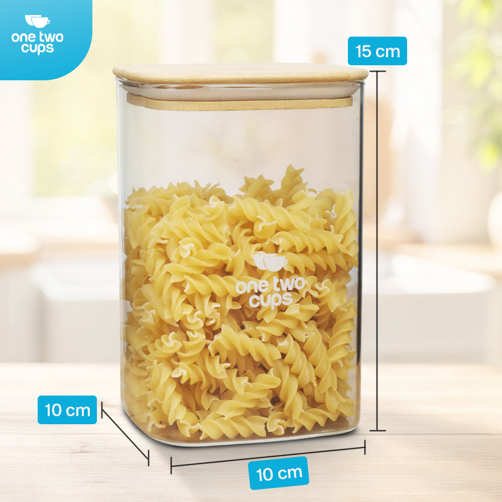 One Two Cups Toples Kaca Penyimpanan Makanan Kedap Udara Storage Jar 1.2L - HC1019