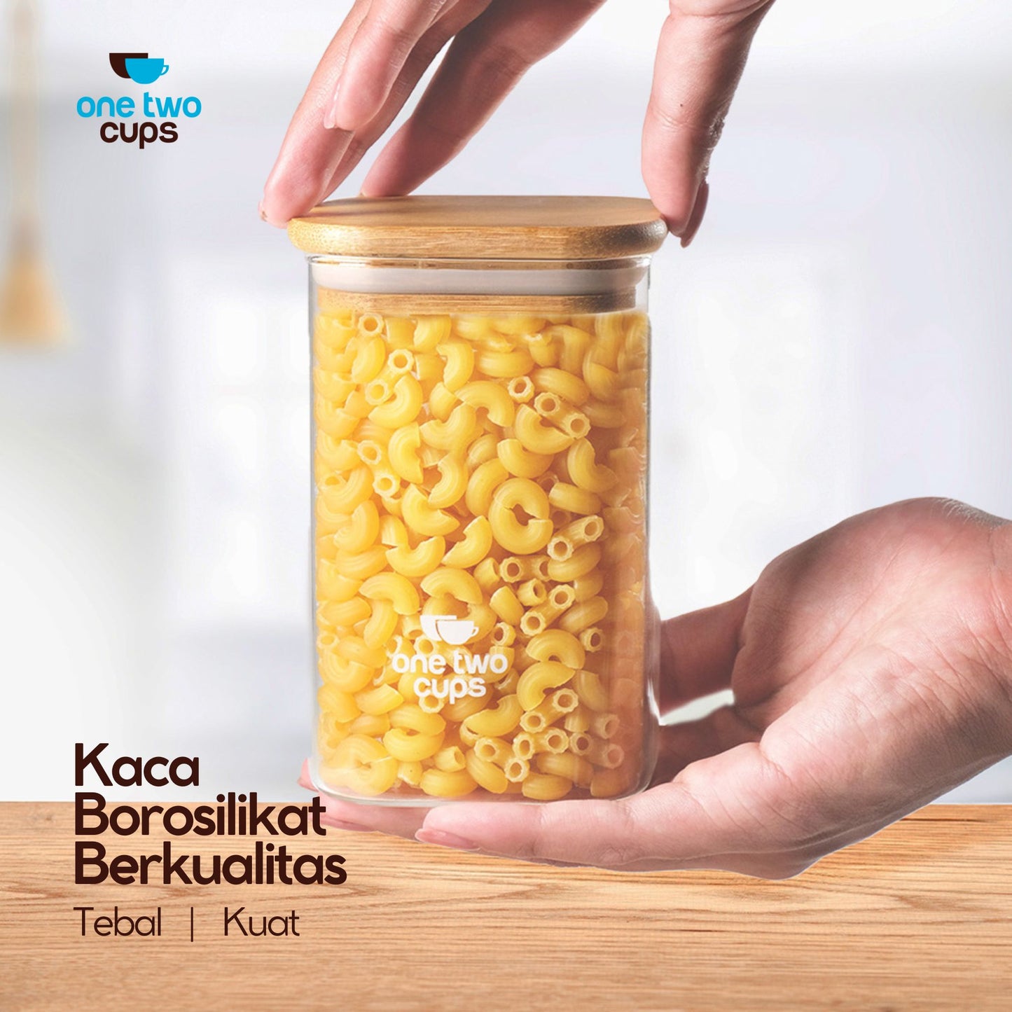 One Two Cups Toples Kaca Penyimpanan Makanan Kedap Udara Storage Jar 630ml - HC1019