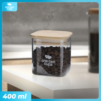 One Two Cups Toples Kaca Penyimpanan Makanan Kedap Udara Storage Jar 1L-10x10x12cm - HC1019