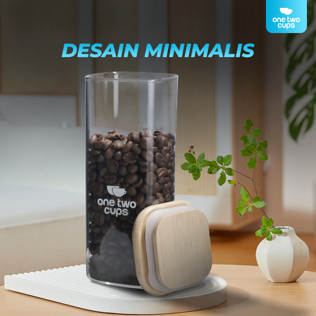 One Two Cups Toples Kaca Penyimpanan Makanan Kedap Udara Storage Jar 450ml - HC1019
