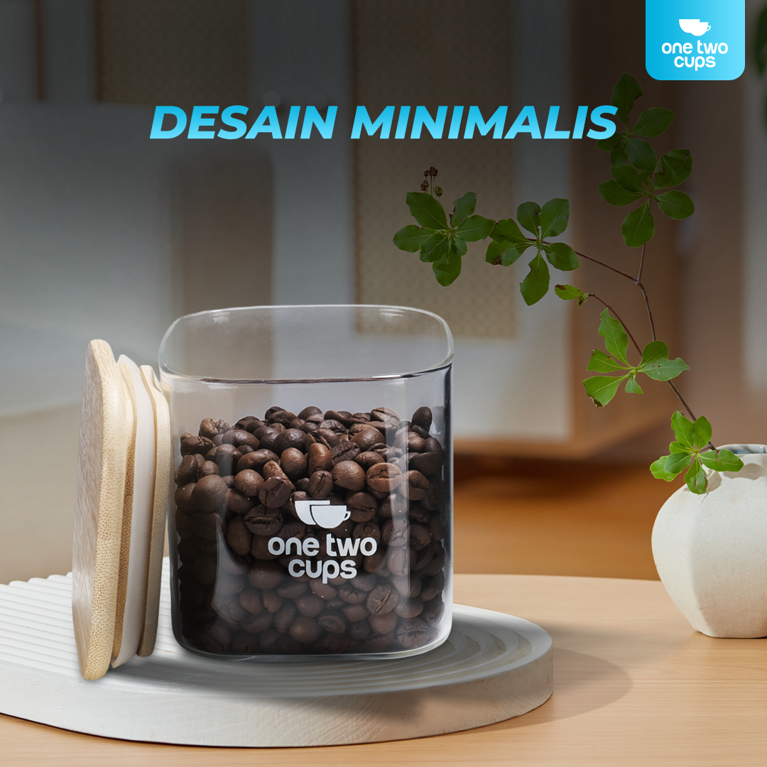 One Two Cups Toples Kaca Penyimpanan Makanan Kedap Udara Storage Jar 400ml - HC1019