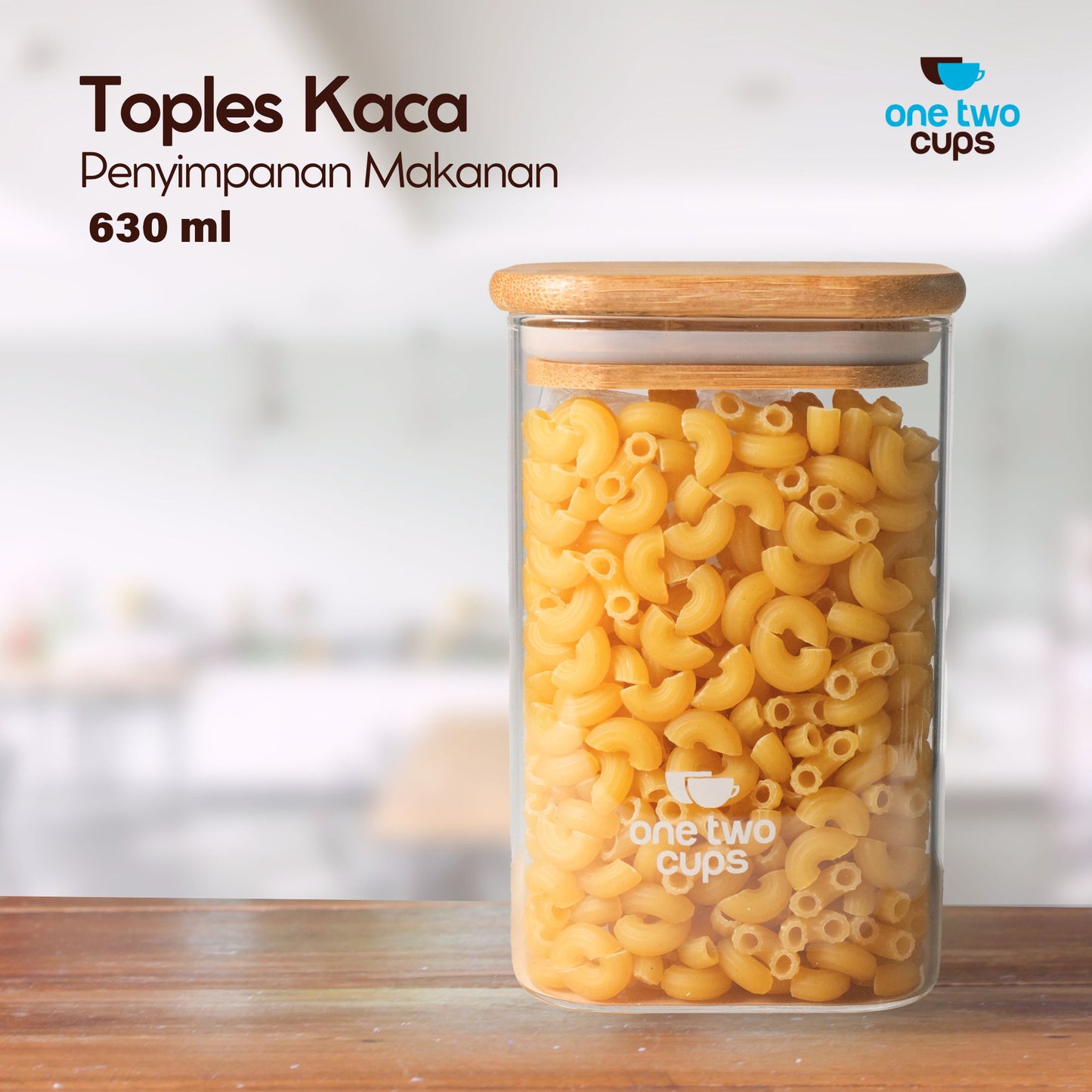 One Two Cups Toples Kaca Penyimpanan Makanan Kedap Udara Storage Jar 630ml - HC1019