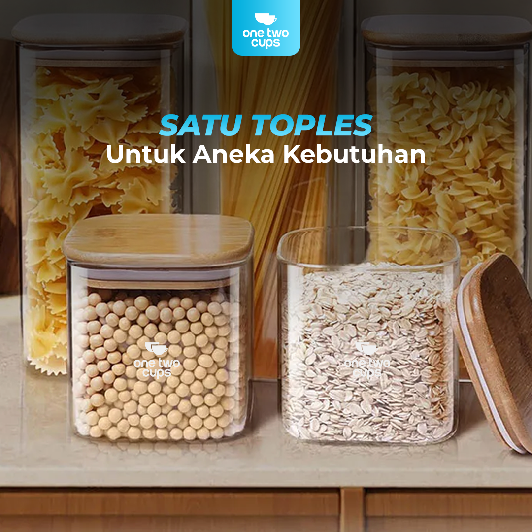 One Two Cups Toples Kaca Penyimpanan Makanan Kedap Udara Storage Jar 400ml - HC1019