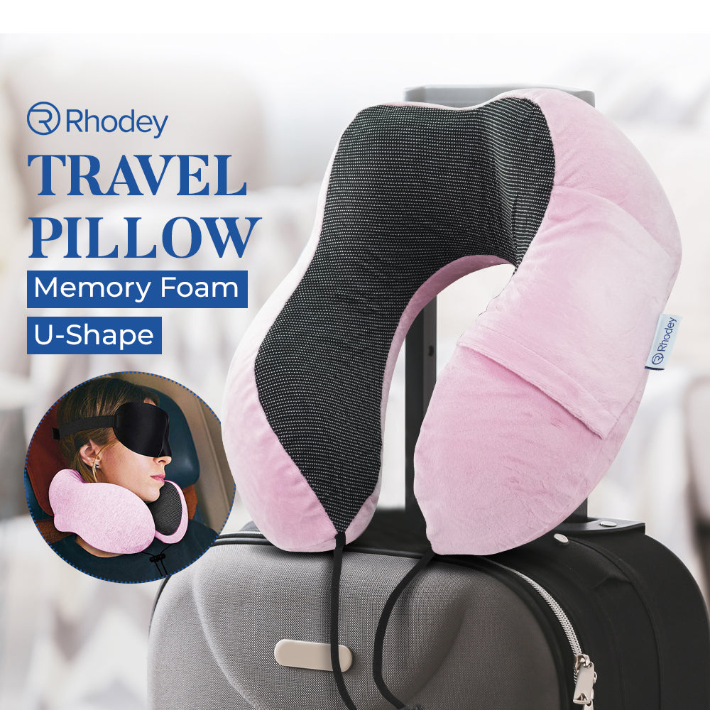 Rhodey Bantal Leher Travel Memory Foam U-Shaped Neck Pillow - SER43