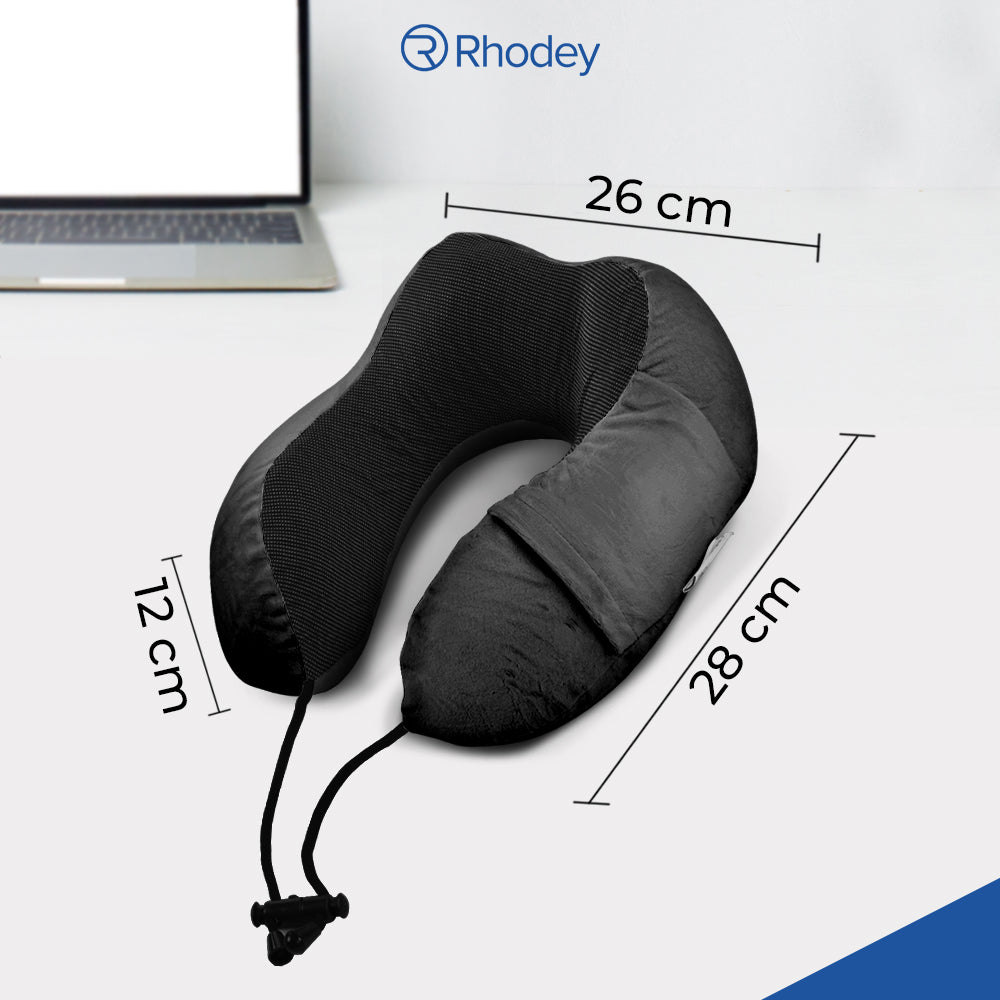 Rhodey Bantal Leher Travel Memory Foam U-Shaped Neck Pillow - SER43