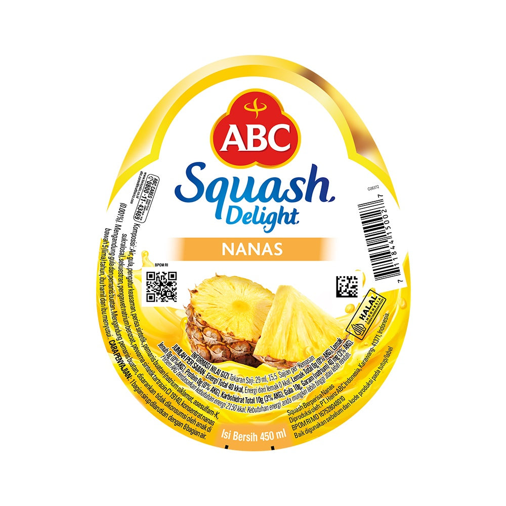 ABC Sirup Squash Delight Nanas 425ml - Multi Pack 12 pcs