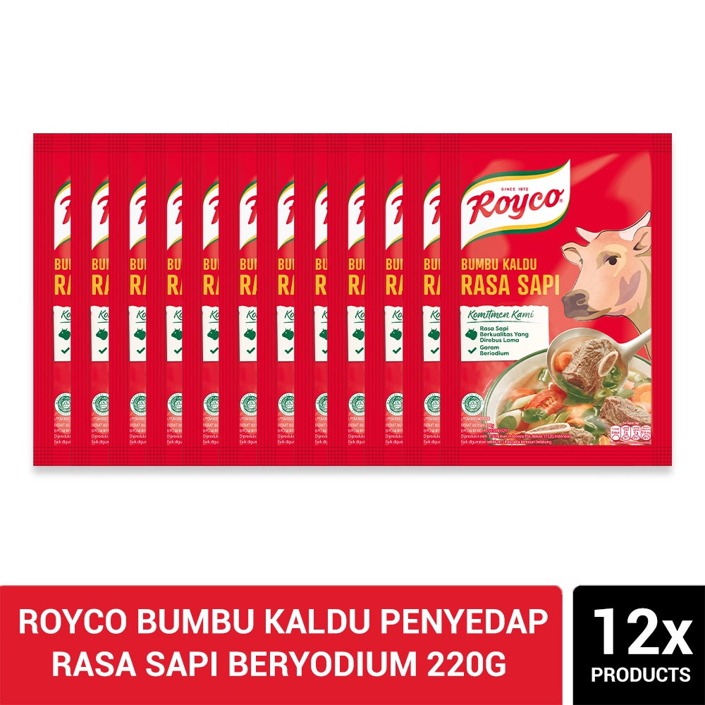 Royco Bumbu Kaldu Penyedap Rasa Sapi Beryodium 220g (Isi 12)