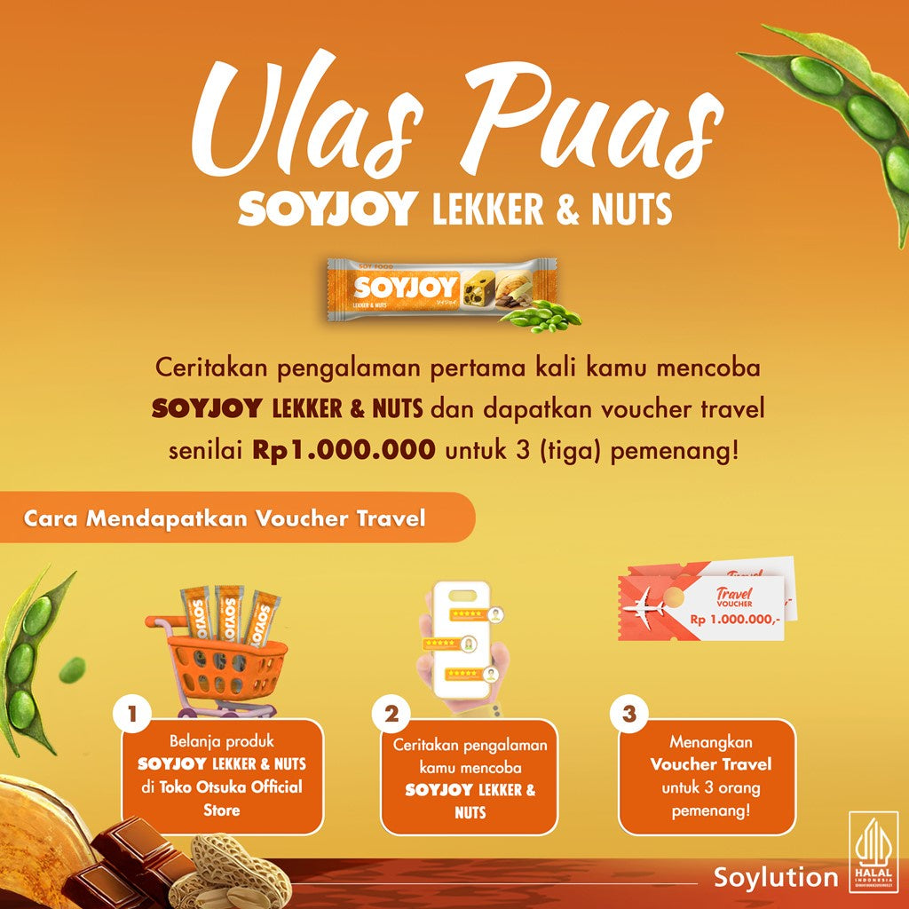 SOYJOY Snack Bar Kedelai Lekker & Nuts isi 24 Bar