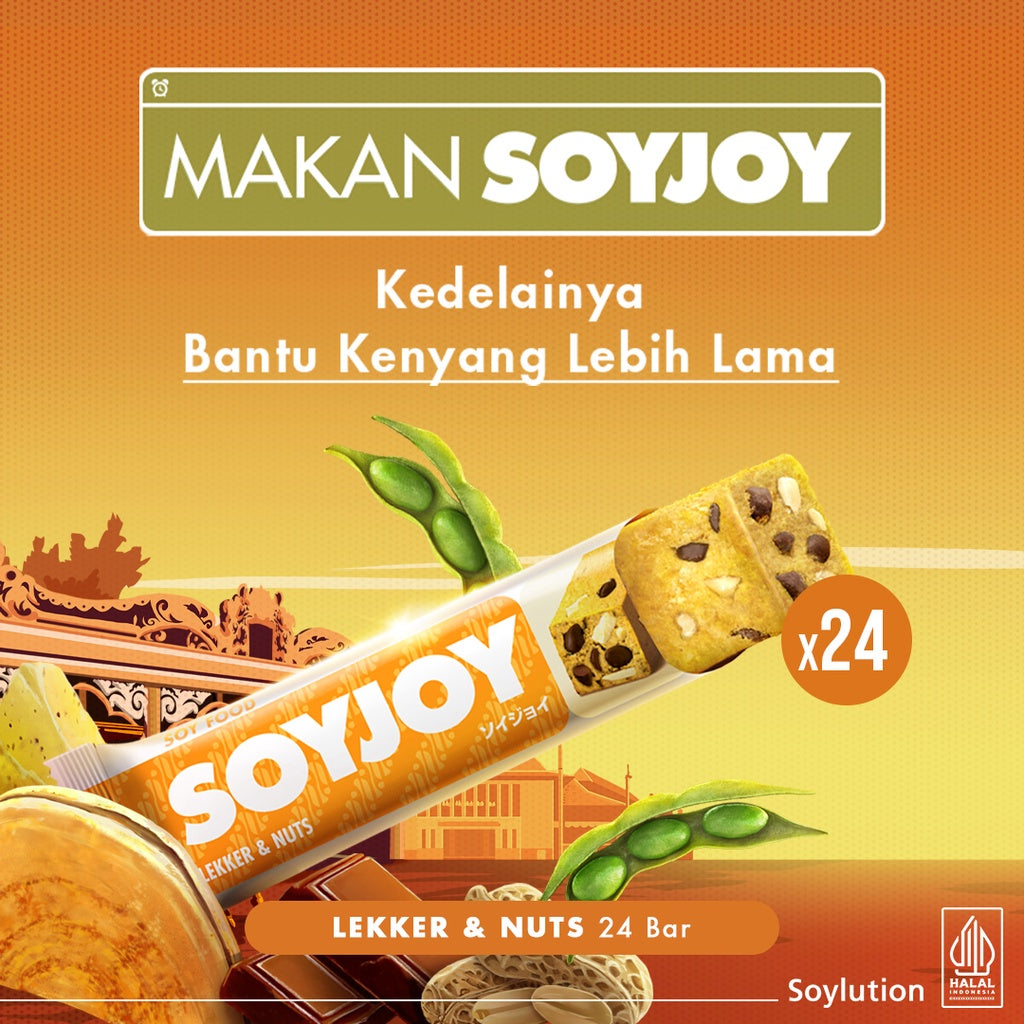 SOYJOY Snack Bar Kedelai Lekker & Nuts isi 24 Bar