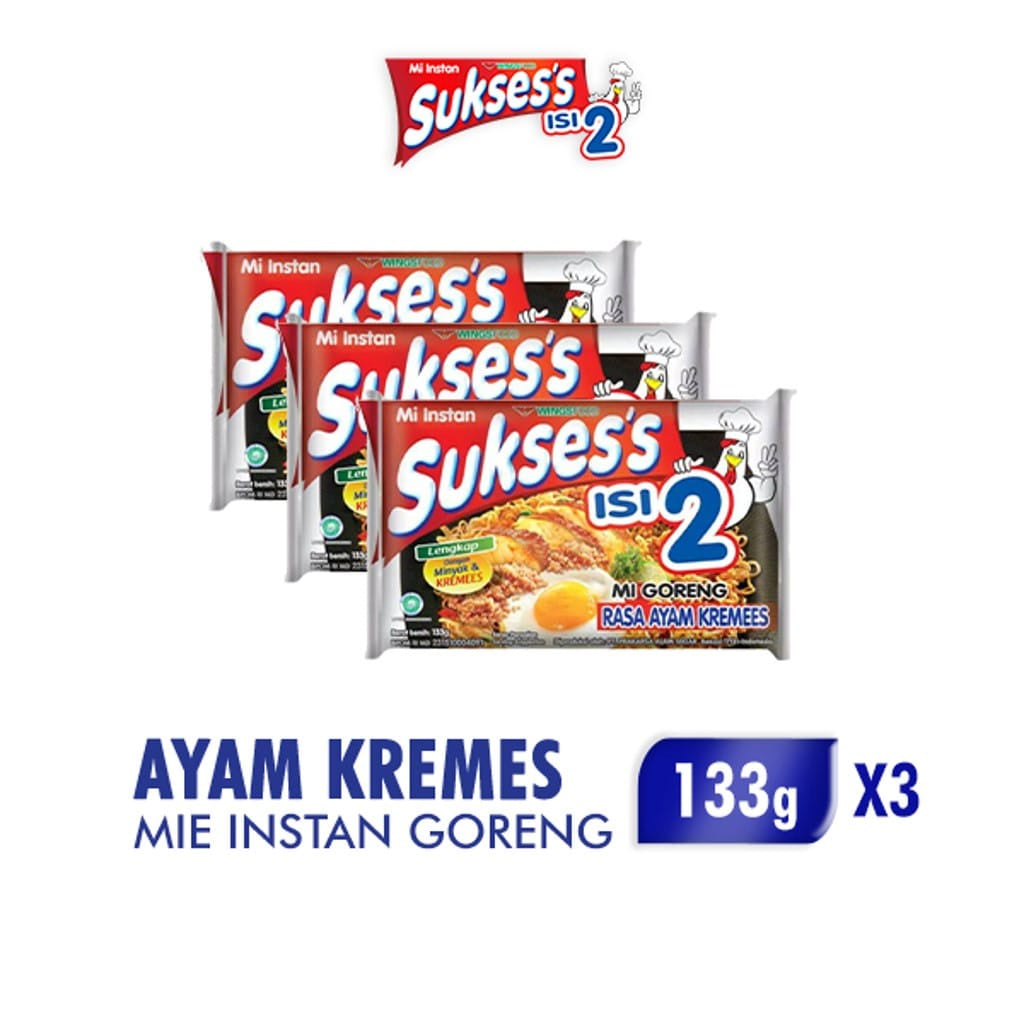 Suksess Mi Instan Goreng Ayam Kremes 133 gr x 3