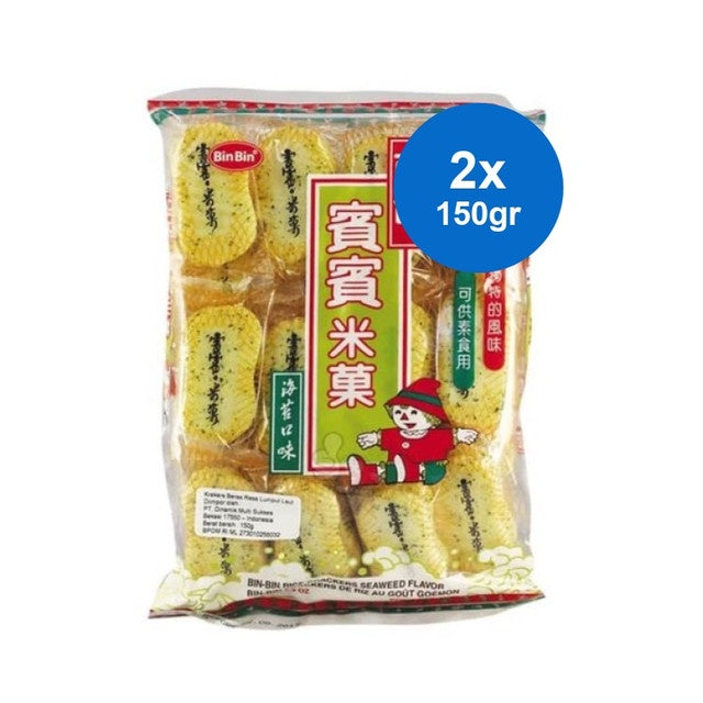 Bin Bin Biskuit Rice Crackers Rasa Seaweed 2 x 150 gr