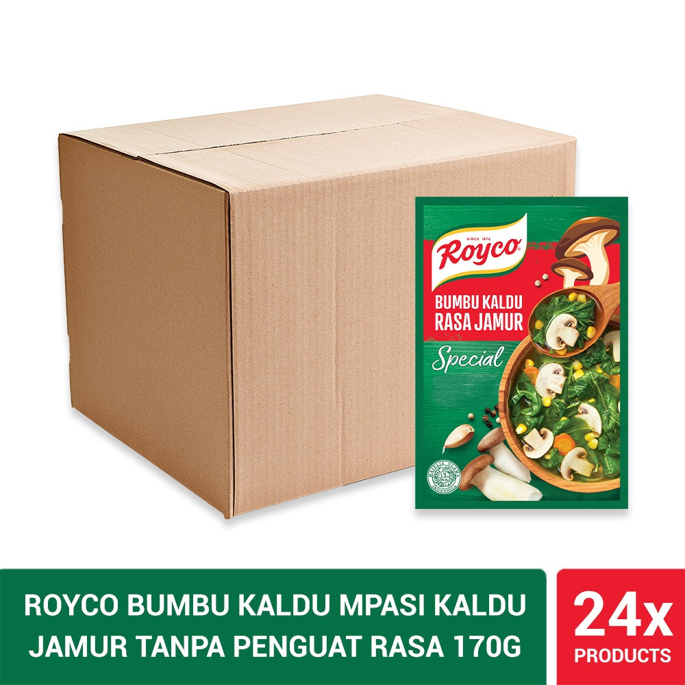 Royco Bumbu Kaldu Mpasi Kaldu Jamur Tanpa Penguat Rasa 170g (Isi 24)
