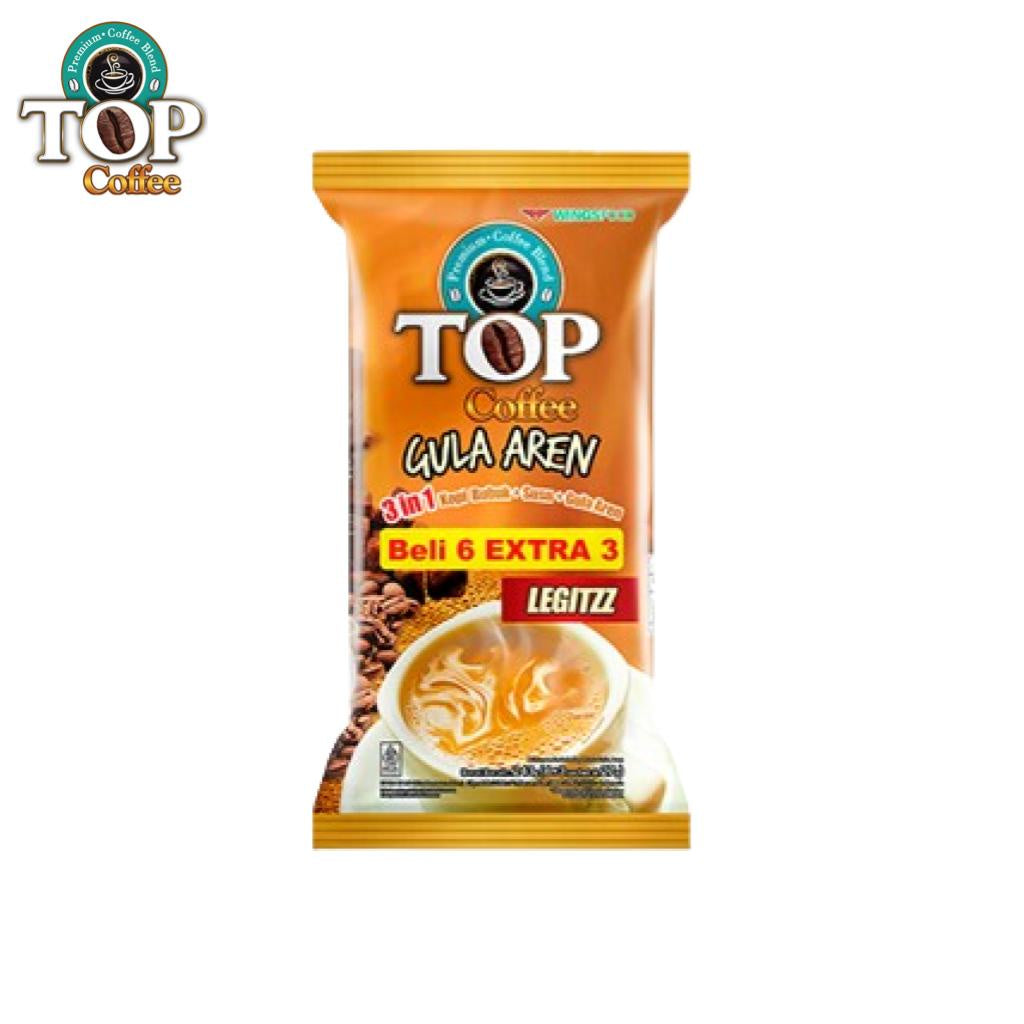 TOP Kopi Susu Gula Aren Tubruk 3in1 27gr Pack Isi 6+3 (5 pack)