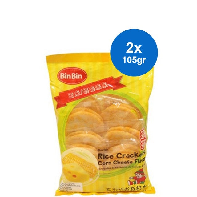 Bin Bin Rice Cracker Corn Cheese Flavor 105 gr x 2