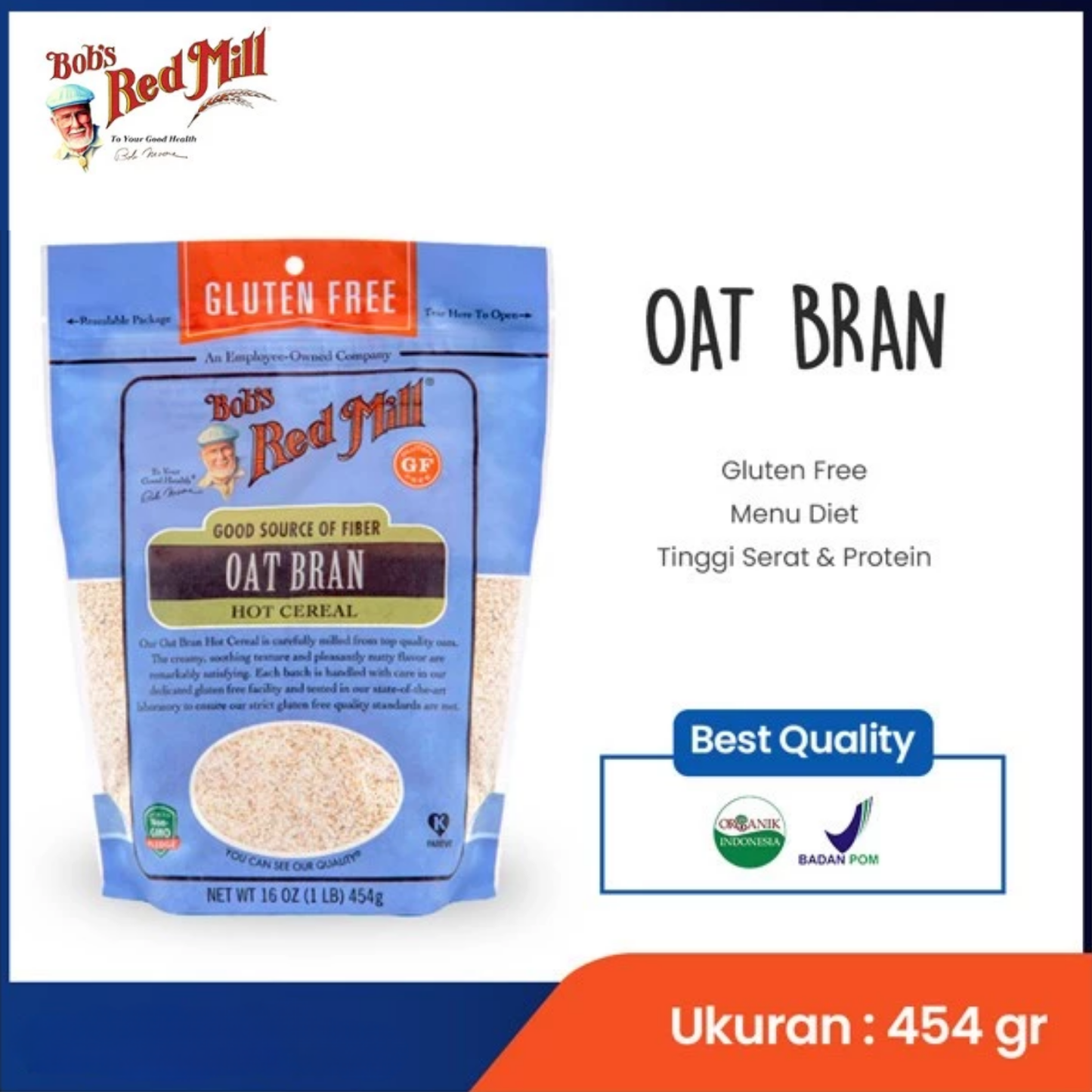 Bob's Red Mill Gluten Free Oat Bran 454gr (16oz)