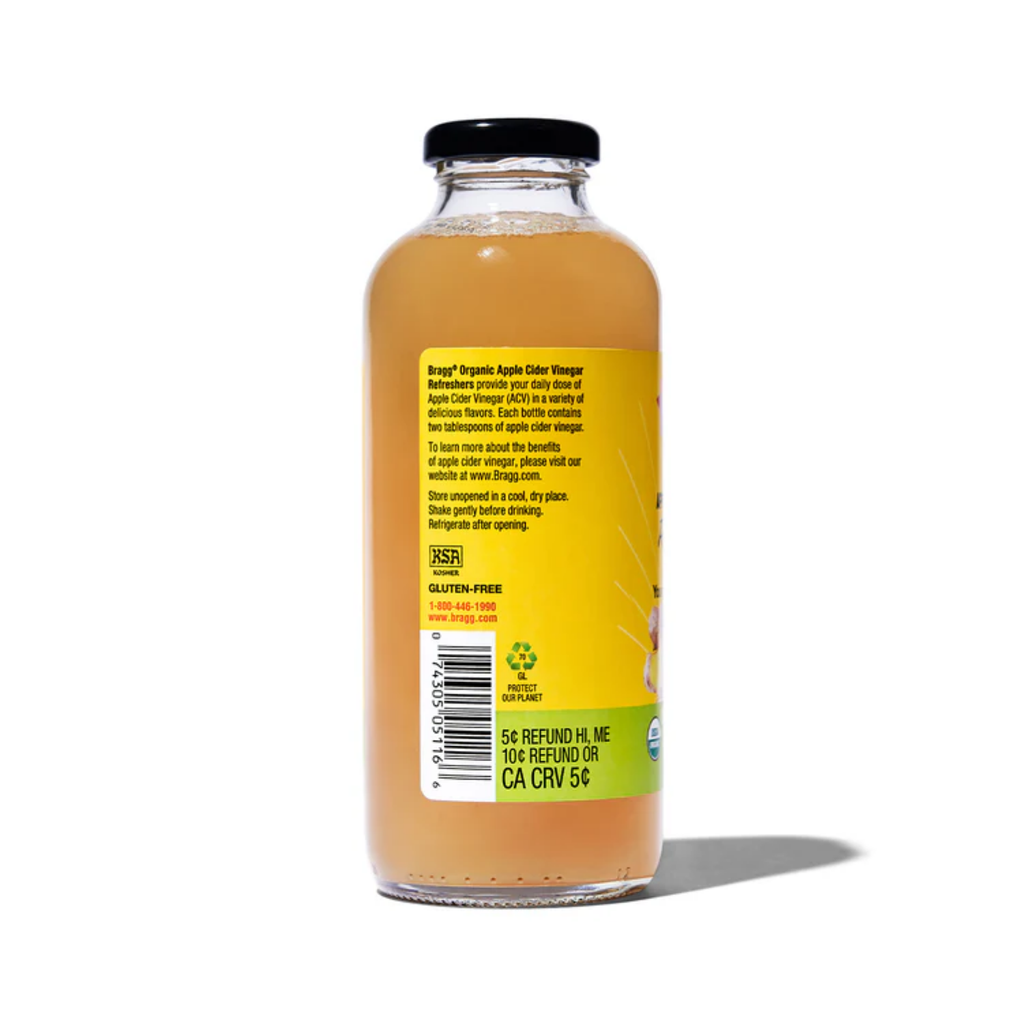 Bragg Organic Apple Cider Vinegar Refreshers Prebiotic Ginger Lemon Honey 473ml (16oz)
