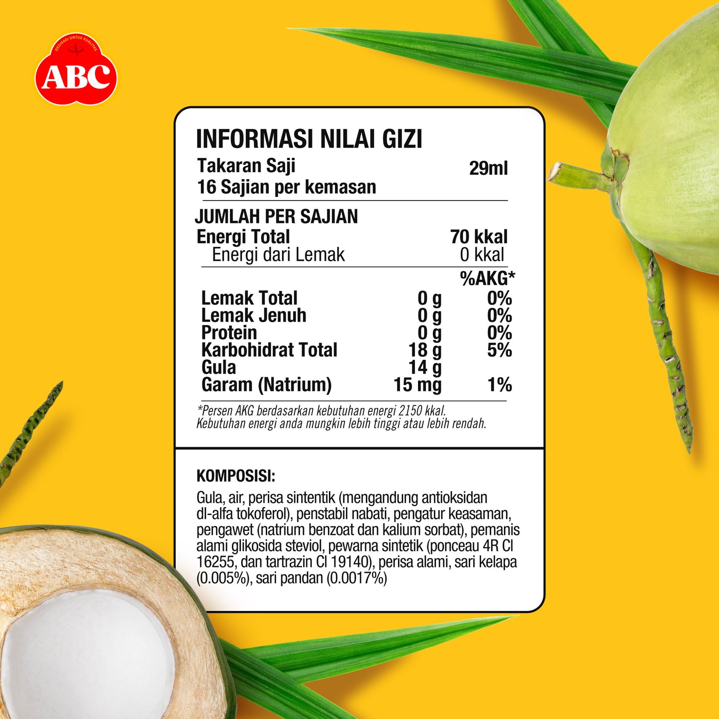 ABC Sirup Special Grade Cocopandan 460 ml